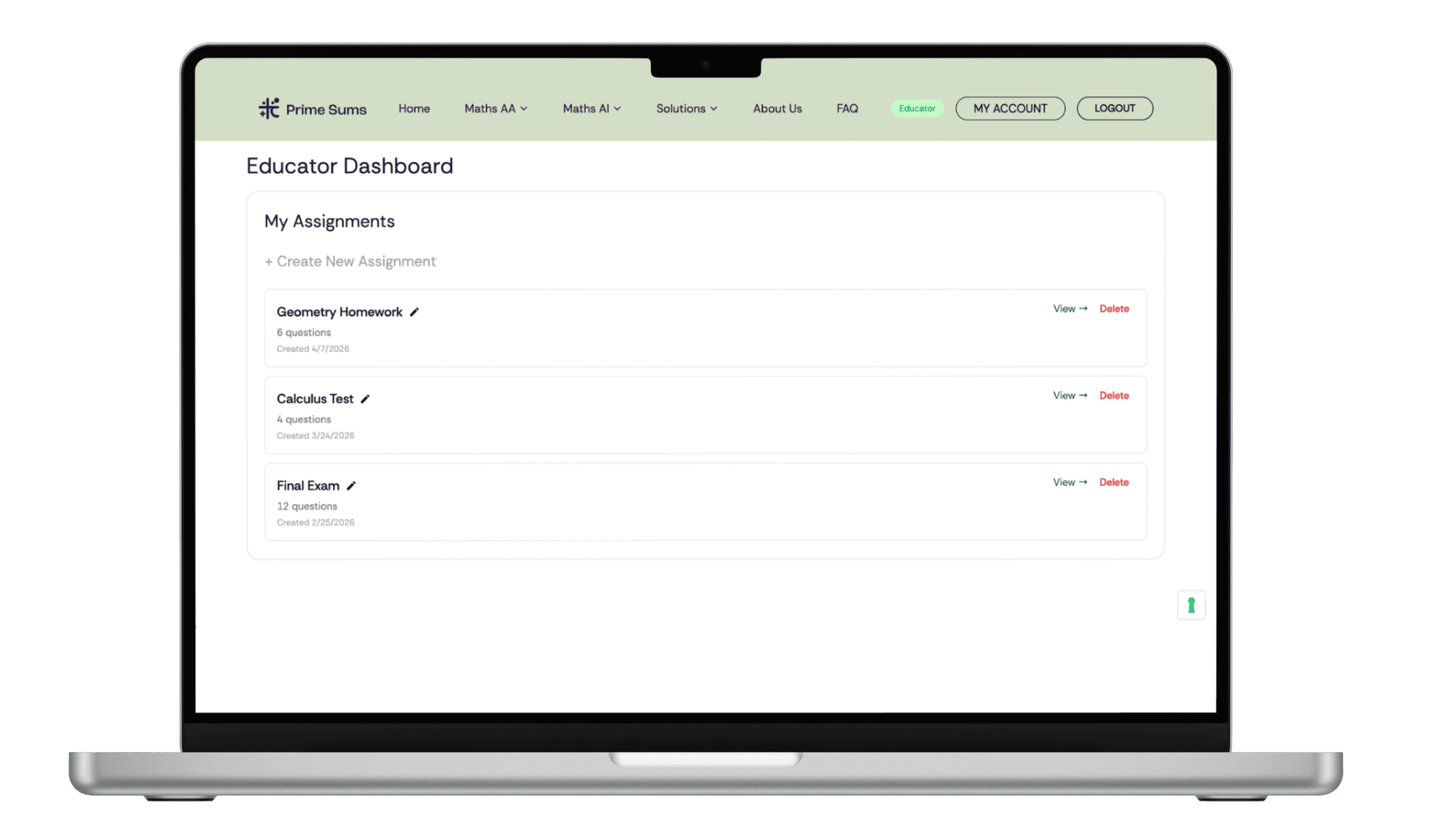 Educator dashboard