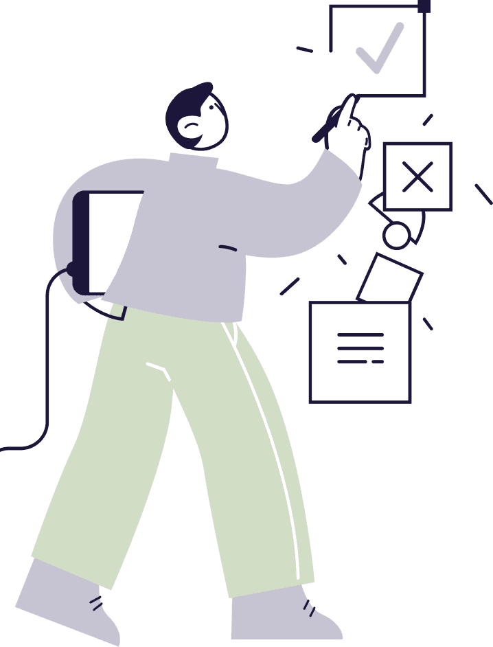 Educator with teaching tools